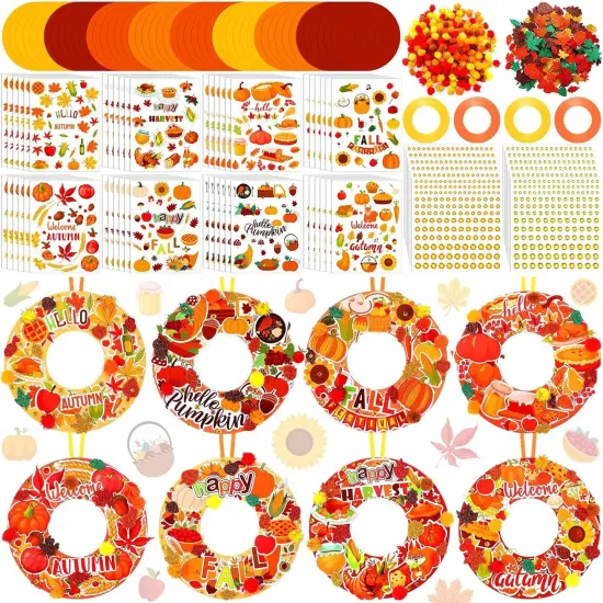 48 Sets Autumn Wreath Craft Kits for Kids {1}