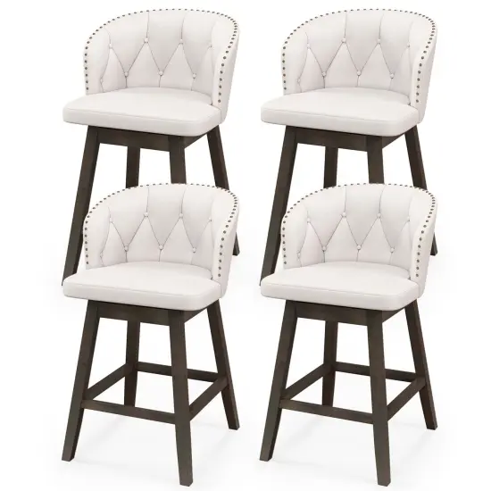 Costway 2/4 PCS Counter Height Bar Stools Fabric Upholstered Island Stools with 360&deg; Swivel Seat Beige {8}