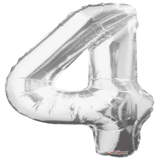 34" Numeral 4 Balloon - Silver, 1ct {1}