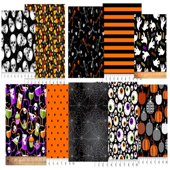 Halloween 10-Piece Cotton Fabric Fat Quarter Bundle | Sewing | Crafting | Quilting {2}