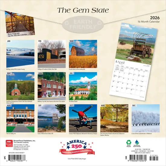 The Gem State | Idaho Places | 2026 12 x 24 Inch (Hanging) Monthly Square Wall Calendar | Plastic-Free {2}