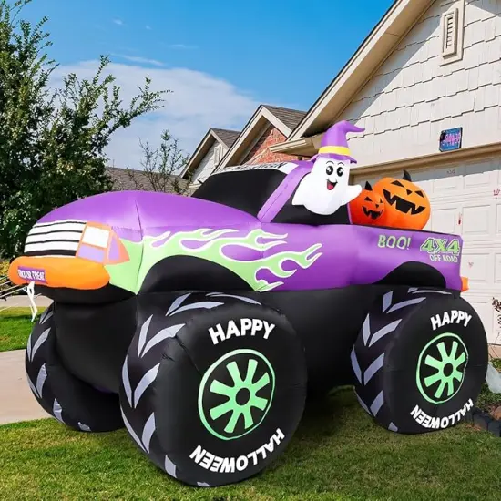 Long Halloween Inflatables Monster Truck Outdoor Decorations {5}