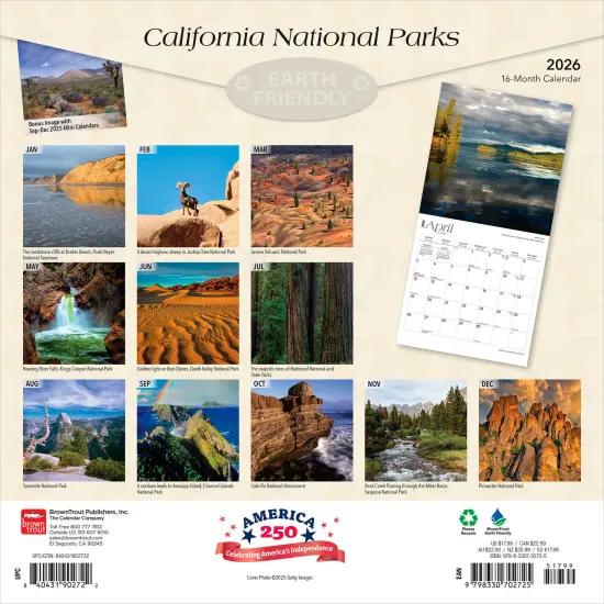 California National Parks | 2026 12 x 24 Inch (Hanging) Monthly Square Wall Calendar | Plastic-Free {2}