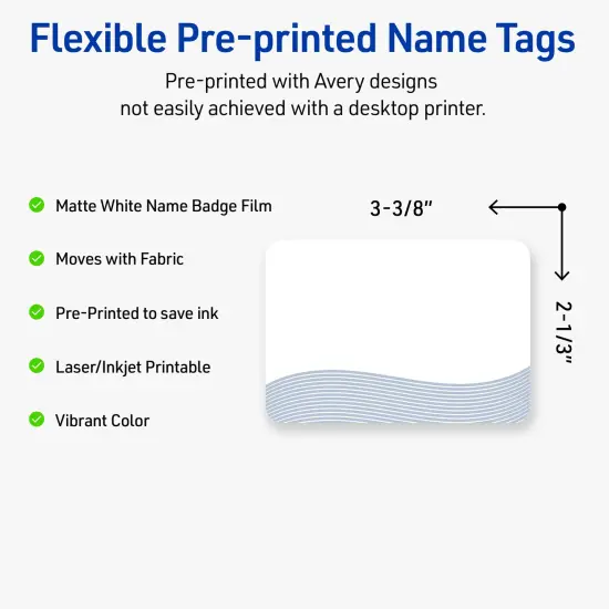 Avery Printable Rectangle Adhesive Name Badges, Pre-Printed Colorful Design, Matte White, 2-1/3" x 3-3/8", Laser & Inkjet Compatible, 80 Total, Great for Branding, Marketing, and Events {2}