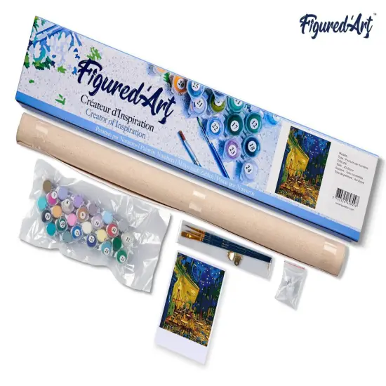 Figured'Art Paint by Numbers for Adults Van Gogh Cafe Terrace at Night 16"x20" - Craft Art Painting DIY Kit Rolled Canvas without frame {5}