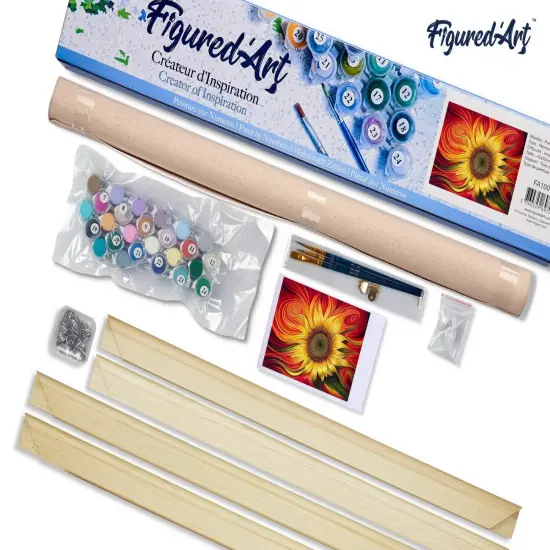 Figured'Art Paint by Numbers Kit for Adults Red Sunflower 16"x20" - Craft Art Painting Rolled Canvas with DIY wooden frame {5}