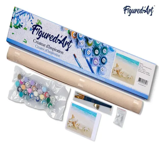 Figured'Art Paint by Numbers Kit for Adults Shells on the Seaside 16"x20" - Craft Art Painting DIY Kit Rolled Canvas without frame {5}