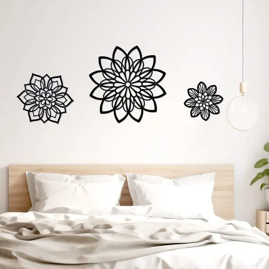 Zzbakress 3 Pieces Metal Flowers Wall Decor, Black Wall Decor, Flower Art Wall Decor Farmhouse Wall Decor Multiple Flowers Hanging Decor for Bathroom Living Room Garden Office (Black Elegant) {5}