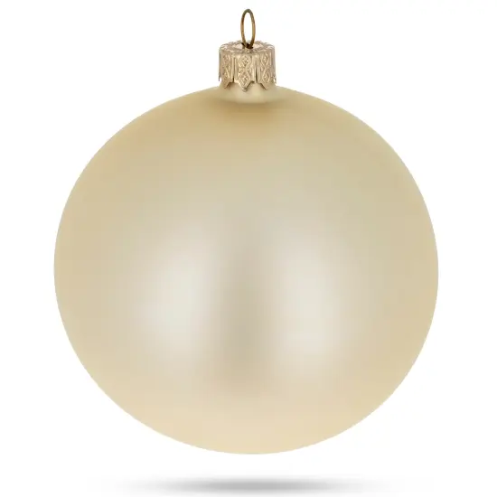 Set of 4 Beige Glass Ball Christmas Ornaments 4 Inches {3}