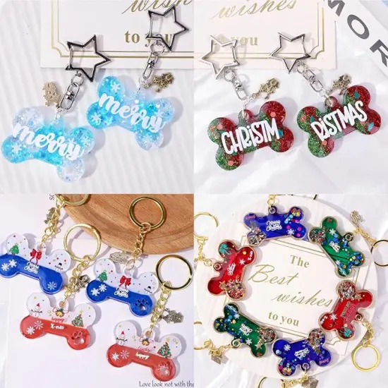 LET'S RESIN Pet Tag Resin Molds Silicone For Cat Dog | Epoxy Resin & UV Resin Bone Shape Keychain Molds with 10Pcs Key Ring & 10pcs Jump Ring, DIY Keychain Pendant Charm Crafts {5}