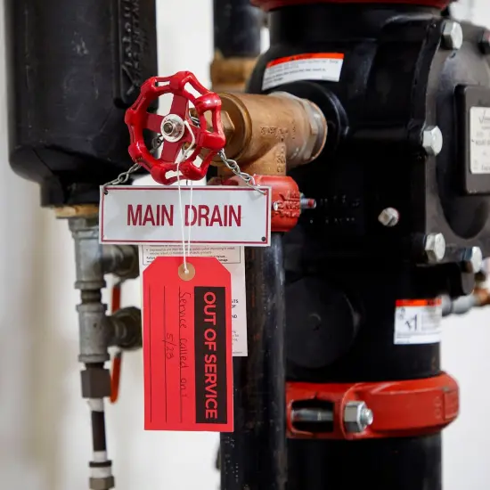 100 Pack Red Out of Service Tags with String, Bulk Set Maintenance Equipment Repair Signs for Small Business Supplies (5.75 x 3 In) {3}