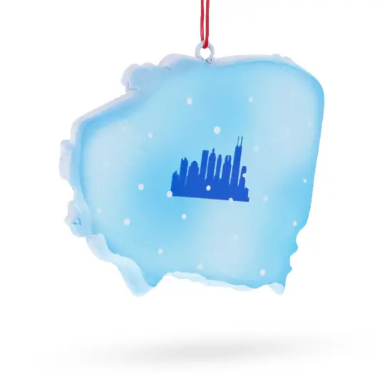 Chicago Train with Santa and Welcome Sign Resin Christmas Ornament {4}