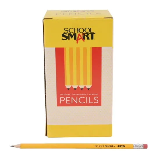 School Smart No 2 Pencils, Pre-Sharpened, Hexagonal with Latex-Free Erasers, Pack of 144 {3}