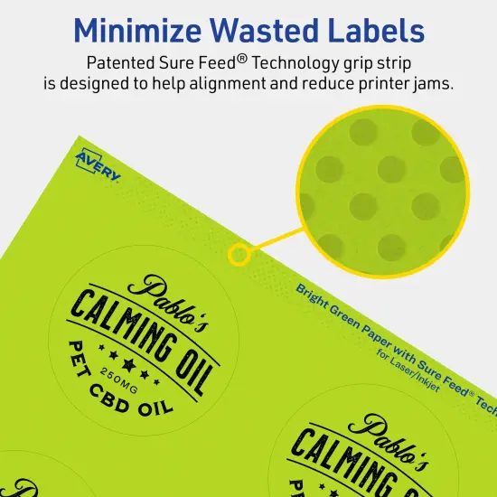 Avery Bright Green Paper Labels, 2.75" Diameter Round {4}