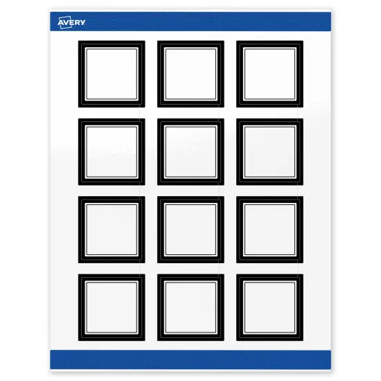 Avery Printable Square Labels, Double Black Border, 2" x 2", Glossy White Square Labels, Permanent, Laser/Inkjet, 120ct, Great for Product Labels {1}