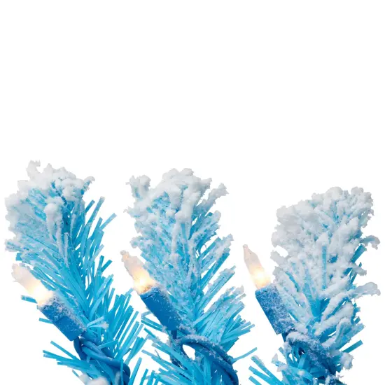 Northlight Pre-Lit Artificial Flocked Pine Christmas Garland - 9' - Sky Blue - Clear Lights {6}