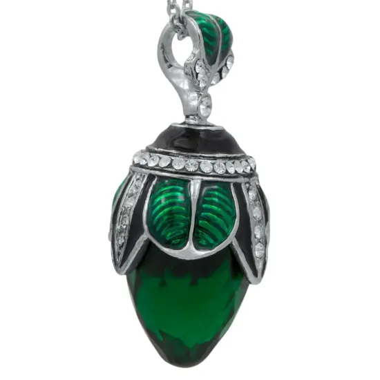 Regal Raindrop: Green Crystal Water Drop Egg Pendant Necklace {4}