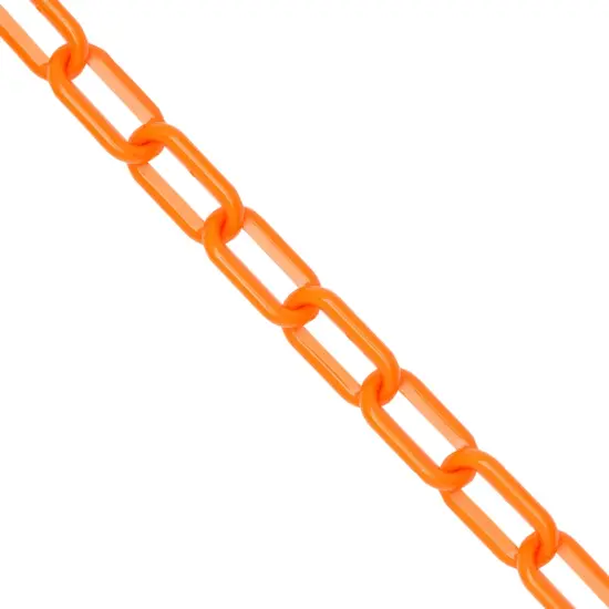 100 Foot Orange Plastic Chain Safety Barrier for Crowd Control, Queue Line, Concerts, Parking (1.5-Inch Links) {6}