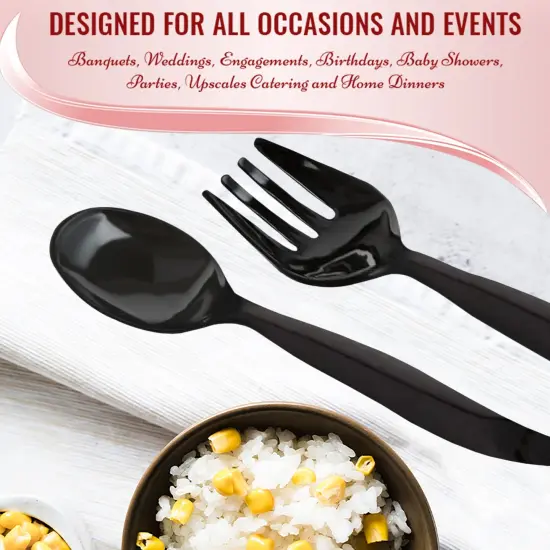 Black Disposable Plastic Serving Flatware Set (150 Pairs) {6}