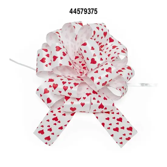 5 1/2 '' Patterned Poly Pull String Bows Hearts Width 1 1/4" {2}