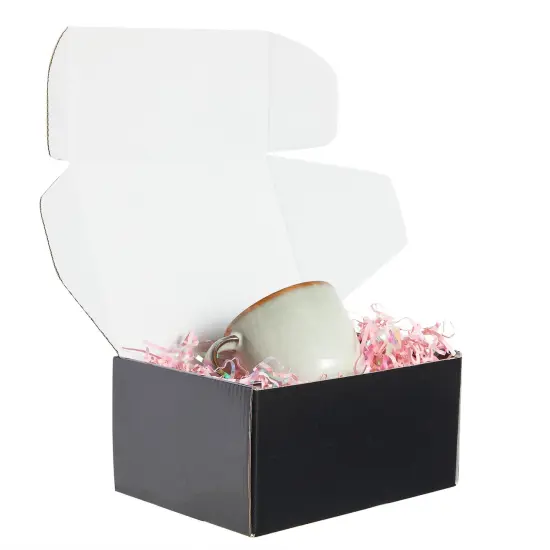 25 Pack Corrugated Packaging Boxes for Shipping, Cardboard Mailers for Small Business, Boutiques, Mailing Gifts, Gift Boxes for Wedding Reception, Bridal Shower (Black, 8x6x4 in) {3}