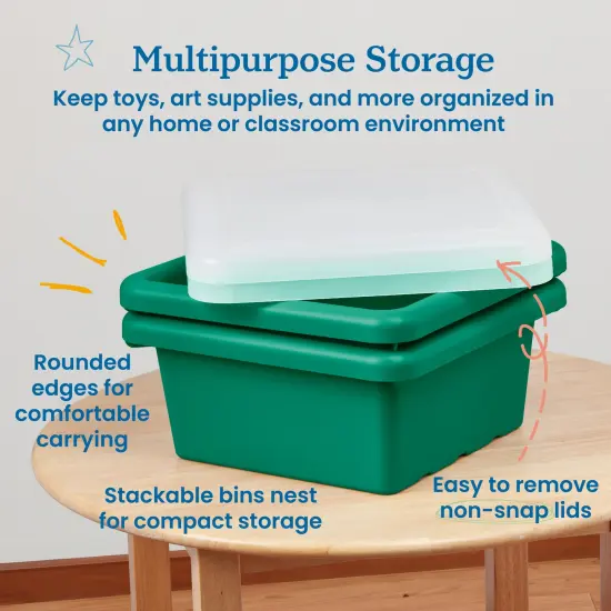 Square Bin with Lid, Storage Containers, 2-Pack Green {4}