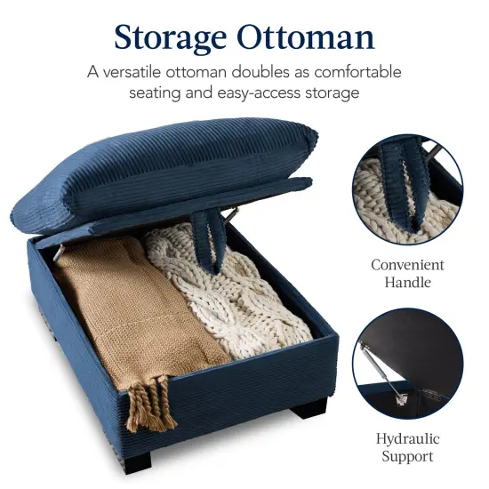Best Choice Products 82in Modular Sectional Pillowtop Sofa w/ Ottoman & Storage Stone Blue {6}