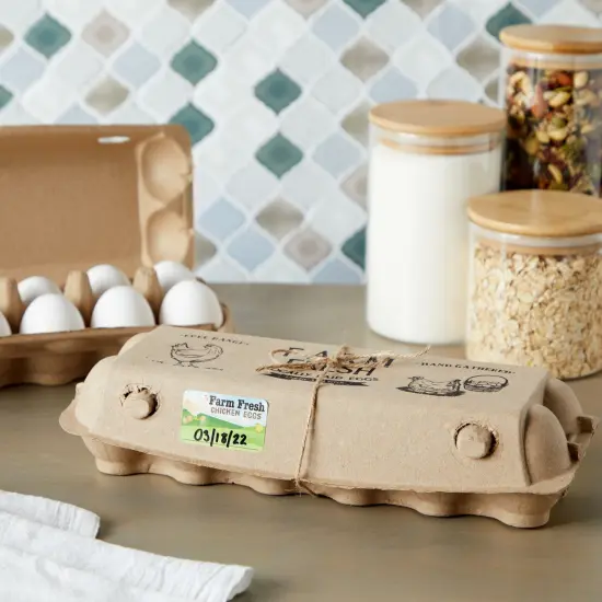 18 Pack 1 Dozen Paper Egg Cartons with Labels for 12 Chicken Eggs, 50 Self-Adhesive Labels, 1 Jute String Roll (Brown) {2}