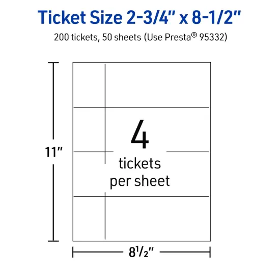 2-3/4" x 8-1/2" Rectangle, Glossy White Tickets {5}