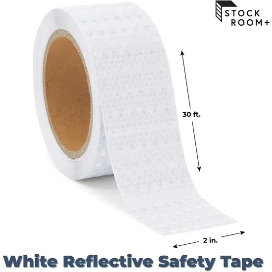 Reflective Tape - White Outdoor Reflector Safety Roll for Trailers, Warning, Signs, Stairs, Bikes (2 In x 30 FT) {6}