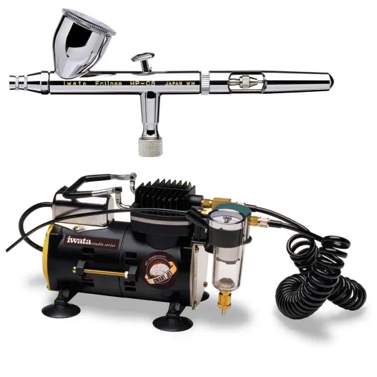 Iwata Eclipse HP-CS 4207 Airbrush Kit with Iwata Smart Jet Compressor & Air Hose {1}