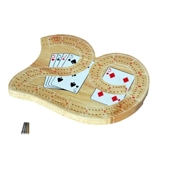 WE Games 29 Cribbage Set - Solid WoodBoard with Metal Pegs {1}