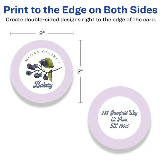 Avery Printable Matte White Cards with Sure Feed, 2" Diameter Round {6}