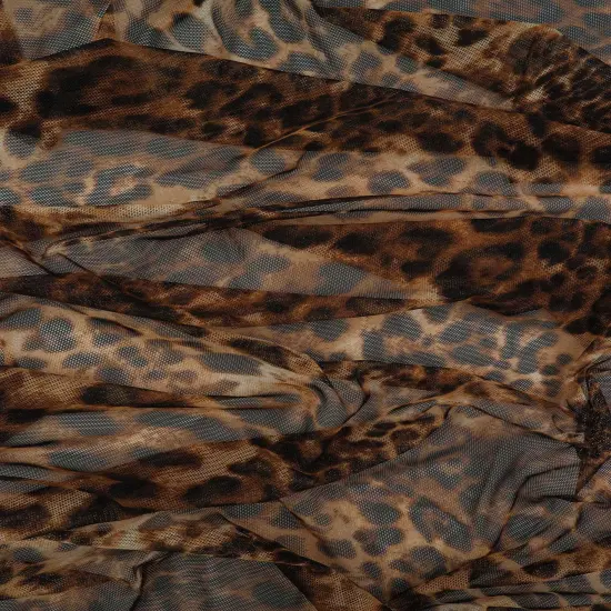 1 Yard Polyester Spandex Mesh Fabric Animal Print Soft Stretch Lightweight 54" Width MOCHA/BROWN {2}