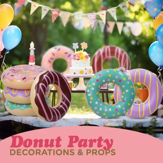 4E&rsquo;s Novelty 4 Pack Inflatable Donut Floaties - 30&rsquo;&rsquo; Swim Ring Pool Floats for Kids & Adults Beach & Pool Toys {4}