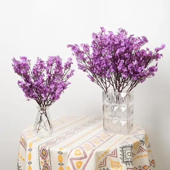 Babys Breath Artificial Flowers, 8 Bundles Real Touch Purple Fake Flowers Spring Plants Decor Silk Flower Bulk for Vase Home Wedding Indoor Outdoor Table Party Decorations {3}