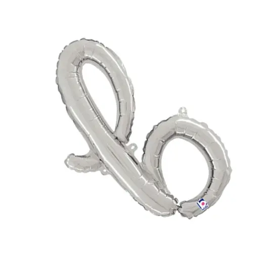 Betallic&reg; 24 Inch Script Letter B Silver Air Fill Only Balloon {5}