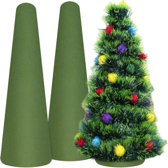 Floral Foam Cone, 2 Packs 11.8&times;3.93 inch Wet Green Florist Floral Block Flowers Arrangement Supplies for Craft Project and Christmas Party Decoration {1}
