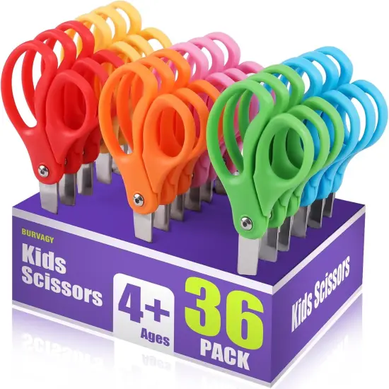36 Packs Kids Scissors, Scissors for School, Safety Scissors, Blunt Tip Scissors, 5 Inch School Student Blunt Tip Kids Craft Scissors, Safety Comfort Grip for Children Cutting Paper {1}