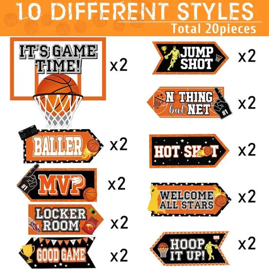 20 Pieces Basketball Party Sign Basketball Themed Party Decoration Supplies Kids Teenagers Boys B-Day Photo Prop {4}