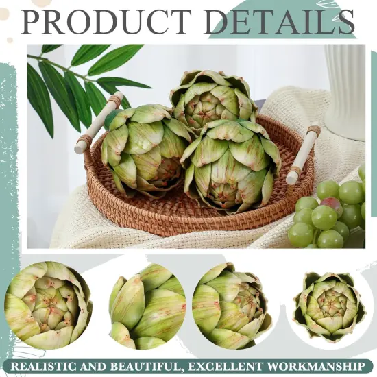 6 Pcs - Green Artificial Artichokes {2}