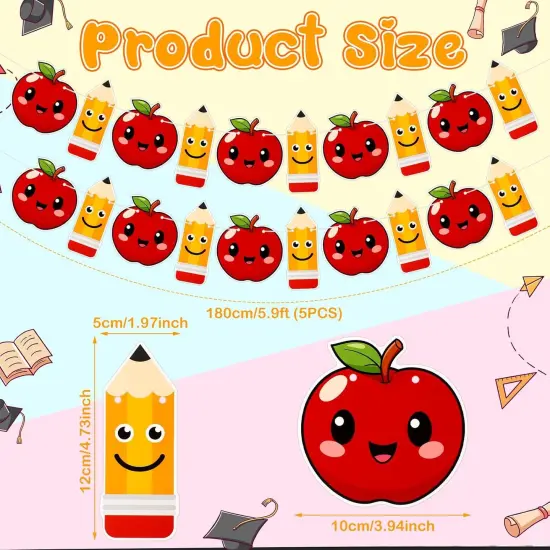 5 Pieces Apple Banner for Back to School Decorations Pencil {2}