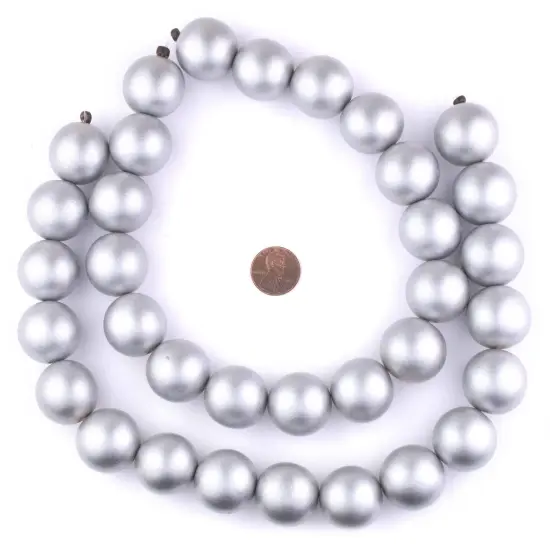 The Bead Chest Natural 24mm Wooden Beads in Silver for Jewelry Making &ndash; Round Loose Wood Spacer Beads I Approximately 17 Beads {2}