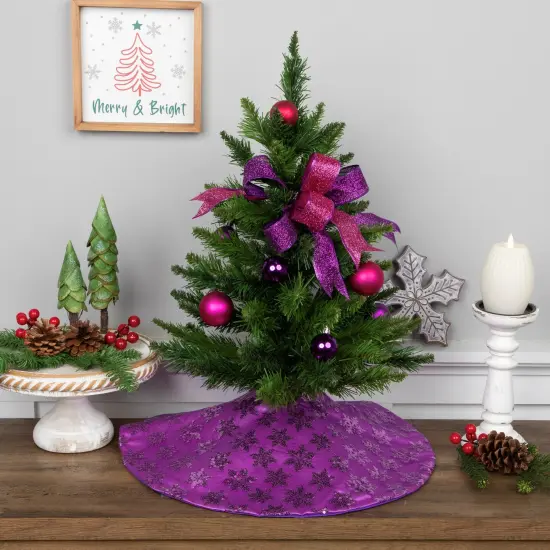 Northlight Sequin Snowflake Mini Christmas Tree Skirt - Purple - 20" {1}