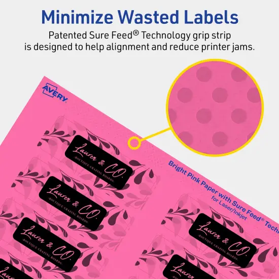 Avery Bright Pink Paper Labels, 1" x 3" Rectangle {4}