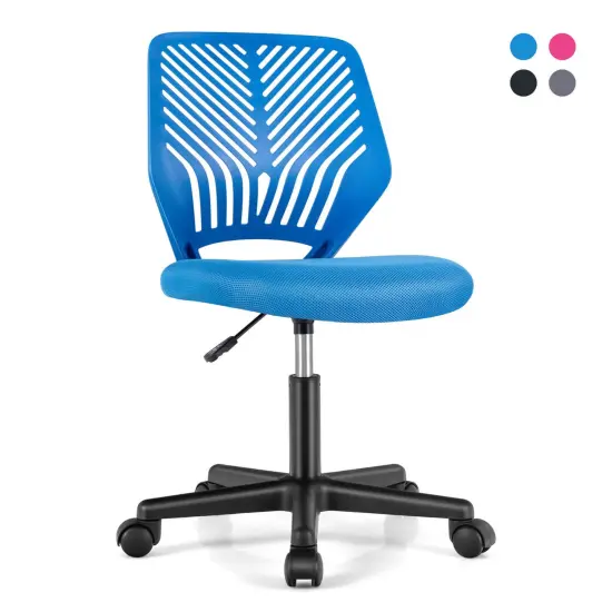 Costway Height-adjustable Ergonomic Kids Desk Chair with Universal Casters Working Chair Blue/Black/Grey/Pink {7}