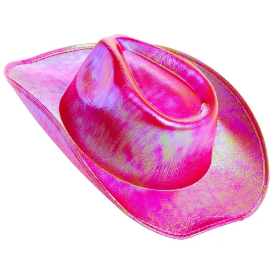 Pink Cowboy Hat - Sparkly Metallic Cowgirl Hat for Costume, Dress Up Birthday, Bachelorette Party Accessories (Adult Size, Hot Pink) {4}