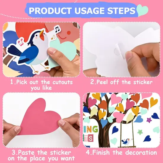 91Pcs Classroom Heart Tree Bulletin Board Decorations Set {5}