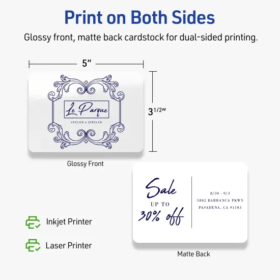 Avery Glossy White Postcards, 3-1/2" x 5" Rectangle Rounded Corners {6}