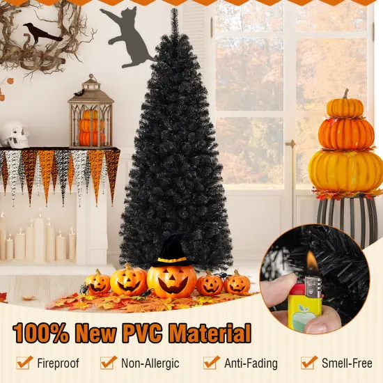 Costway 6 FT Artificial Halloween Tree with 618 Branch Tips 280 Warm White LED Lights {6}